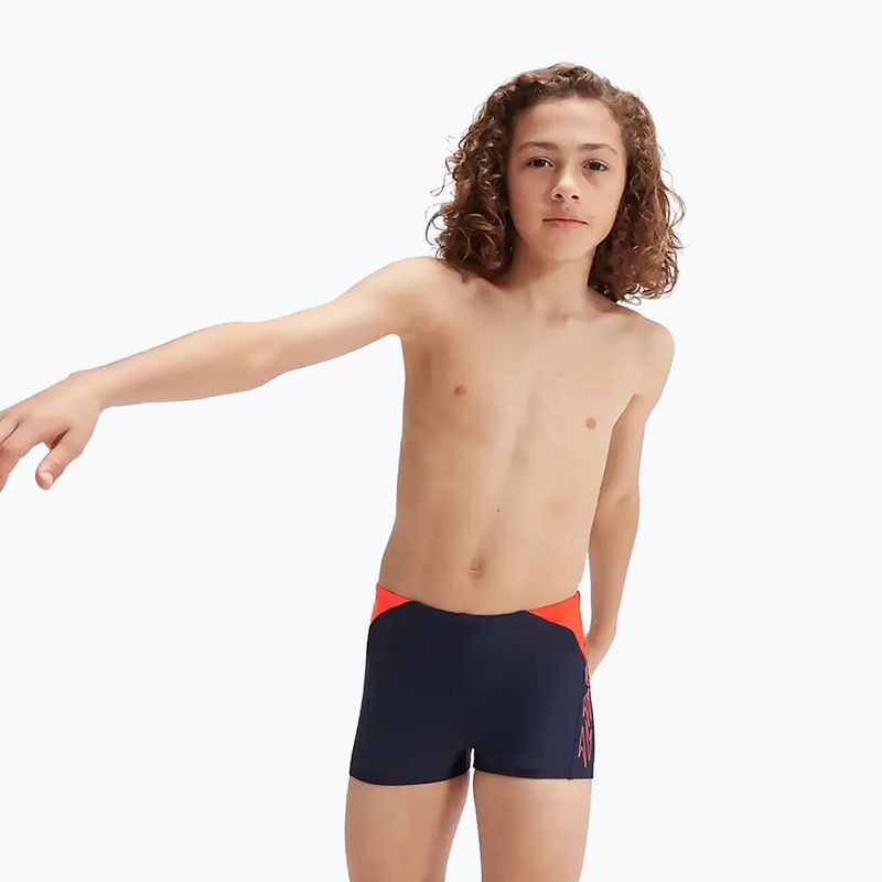Speedo Hyper Boom Logo Splice slip de înot pentru copii navy/orange 8