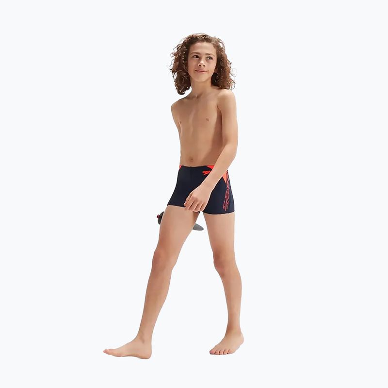 Speedo Hyper Boom Logo Splice slip de înot pentru copii navy/orange 11