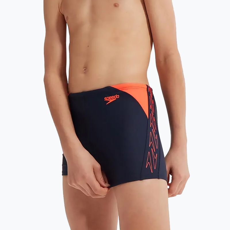 Speedo Hyper Boom Logo Splice slip de înot pentru copii navy/orange 12