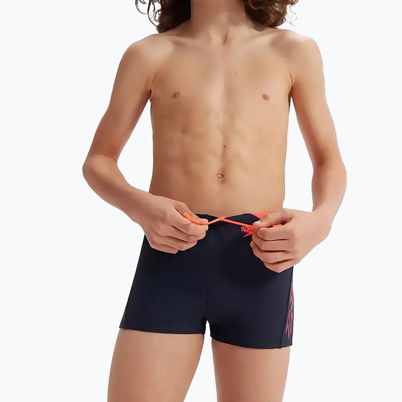 Speedo Hyper Boom Logo Splice slip de înot pentru copii navy/orange 13