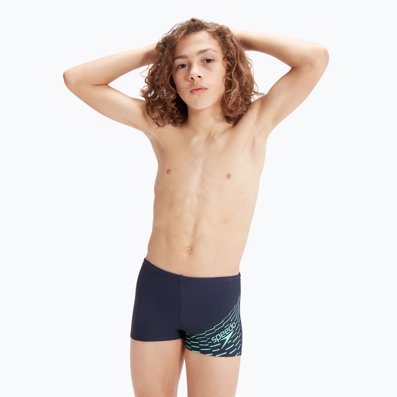 Speedo Medley Logo slip de înot pentru copii, bleumarin/verde
