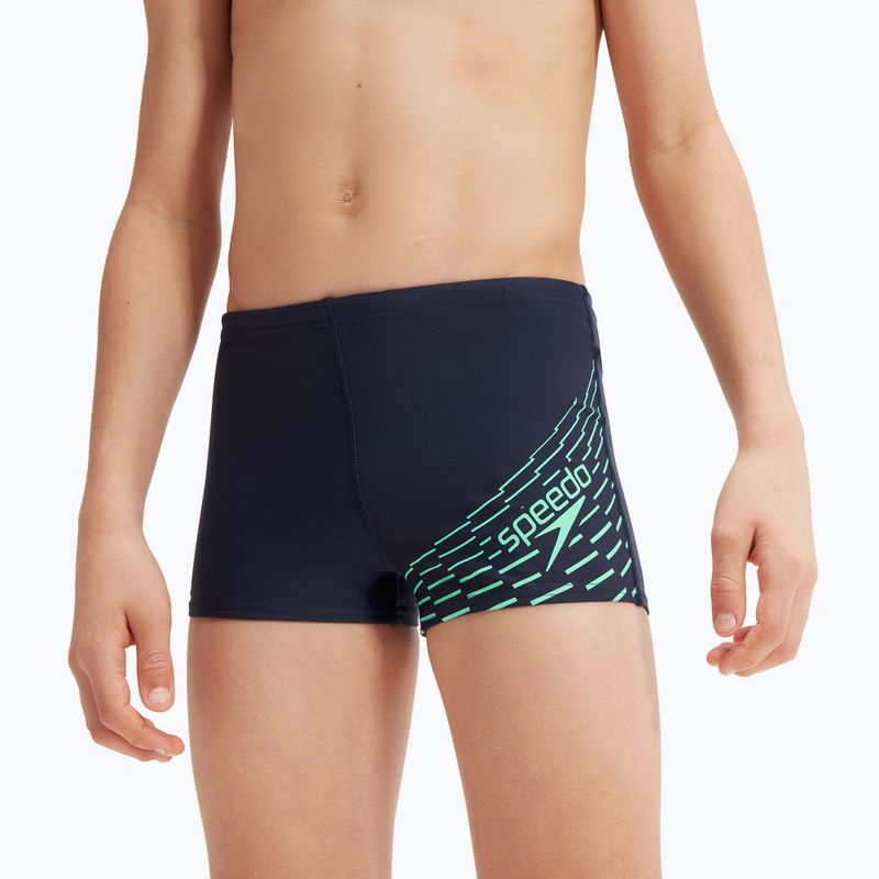 Speedo Medley Logo slip de înot pentru copii, bleumarin/verde