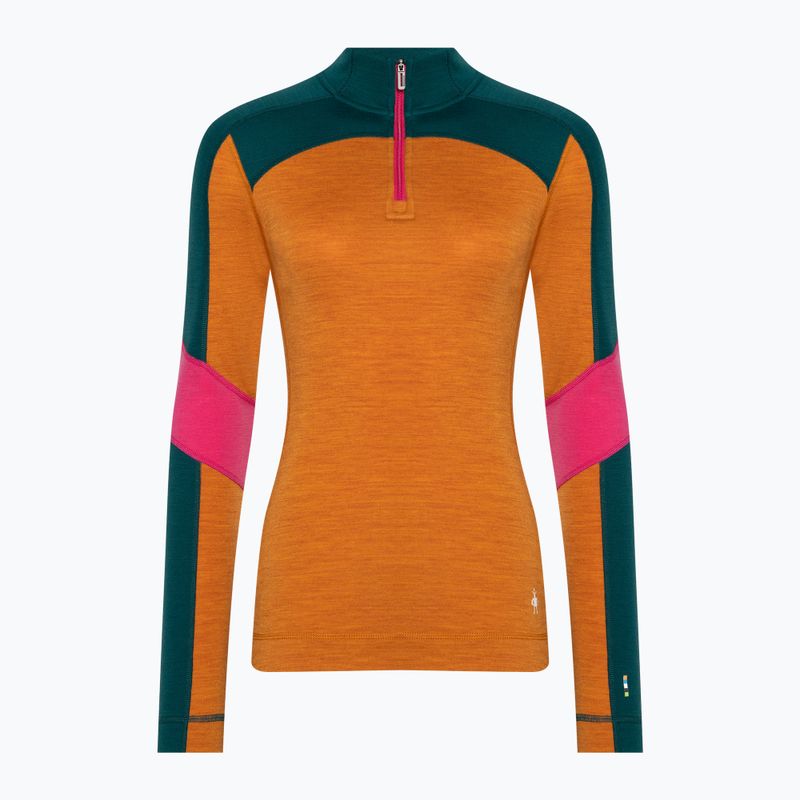 Bluză termică damă Smartwool Merino Baselayer Colorblock 1/4 Zip Boxed marmalade heather 3