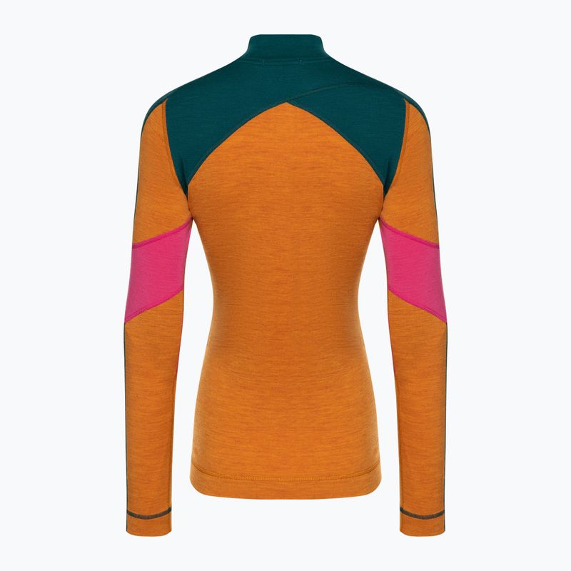 Bluză termică damă Smartwool Merino Baselayer Colorblock 1/4 Zip Boxed marmalade heather 4