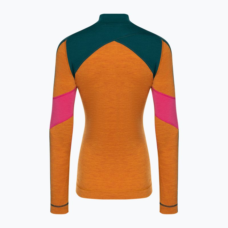 Longsleeve termoactiv pentru femei Smartwool Merino Baselayer Colorblock 1/4 Zip Boxed marmalade 4