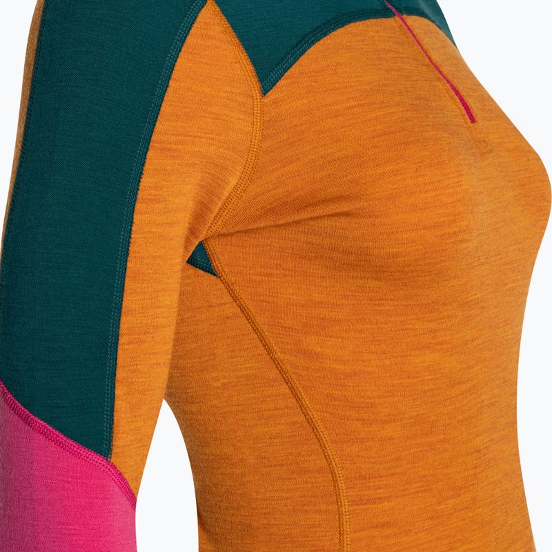 Bluză termică damă Smartwool Merino Baselayer Colorblock 1/4 Zip Boxed marmalade heather 7