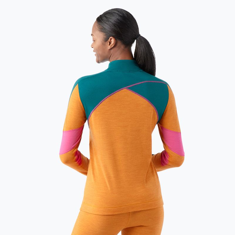 Bluză termică damă Smartwool Merino Baselayer Colorblock 1/4 Zip Boxed marmalade heather 2