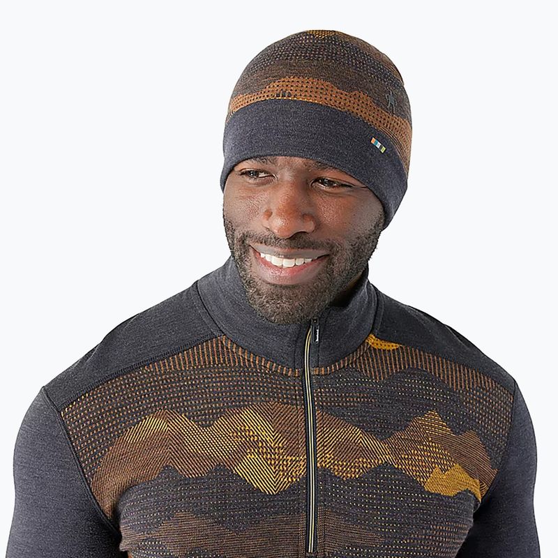 Șapcă Smartwool Merino reversibilă cu manșete cu manșetă de cărbune mtn scape cap