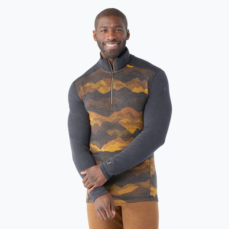 Longsleeve termoactiv pentru bărbați Smartwool Merino 250 Baselayer 1/4 Zip Boxed charcoal mtn scape