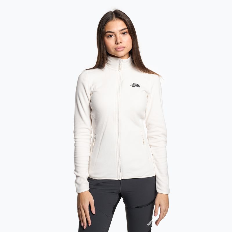 Pulover fleece pentru femei The North Face 100 Glacier Fz gardenia alb
