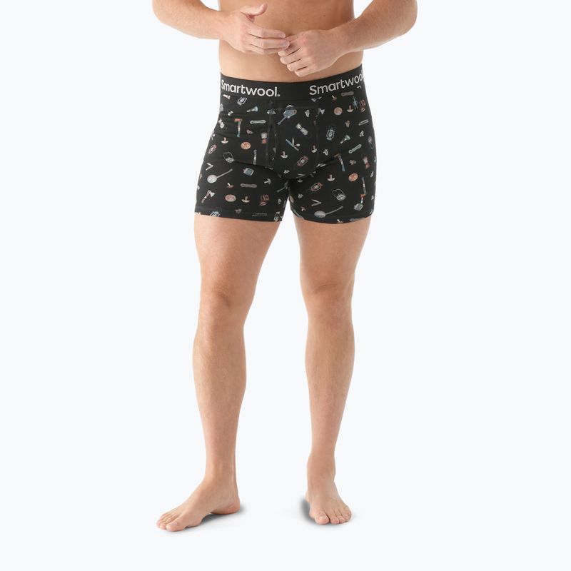 Boxeri termoactivi pentru bărbați Smartwool Merino Print Boxer Brief black gone camping