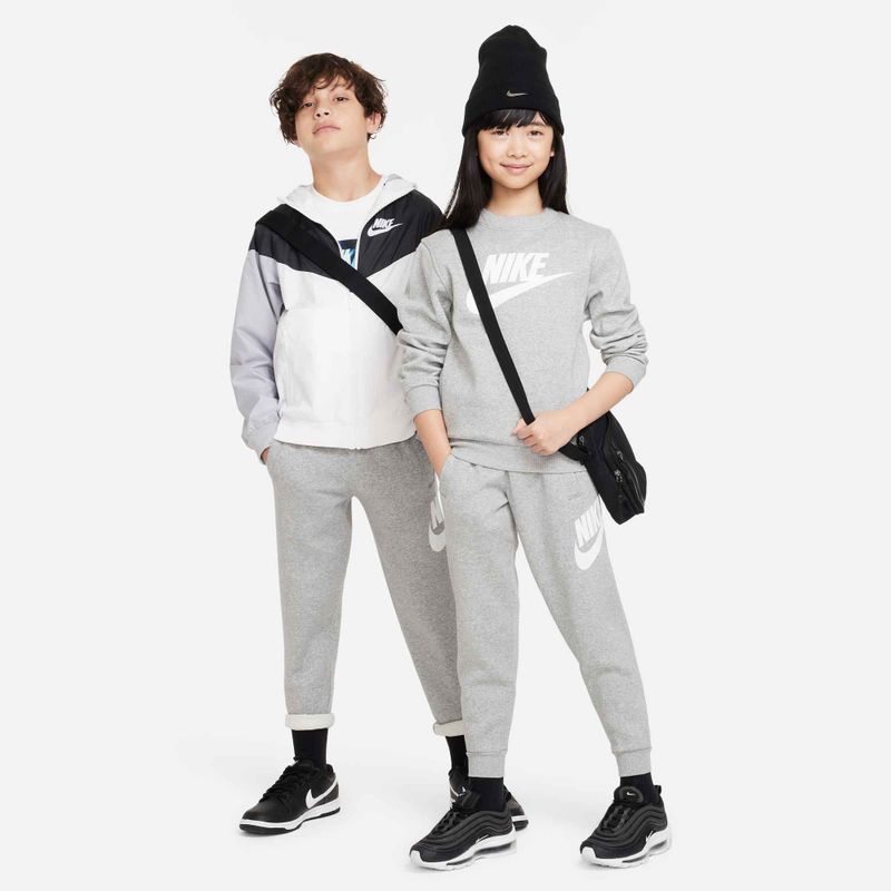 Pantaloni pentru copii Nike Club Fleece dark grey heather/base grey/white 2