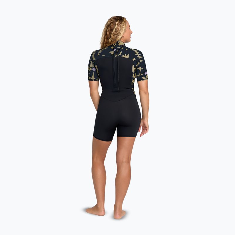 Costum de înot pentru femei ROXY 2.0 mm Swell Natural Back Zip SS Springsuit black floral 2