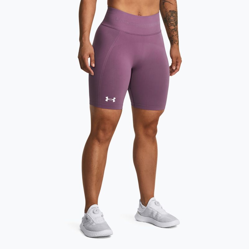 Pantaloni scurți de antrenament Under Armour Train Seamless pentru femei, violet brumăros/alb