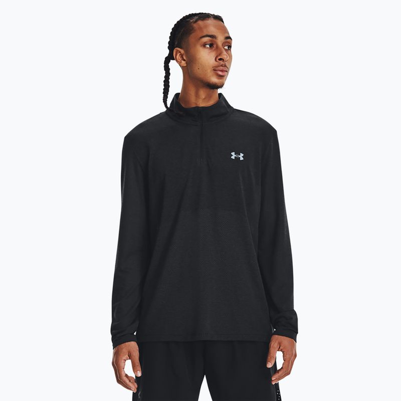 Longsleeve de alergat pentru bărbați Under Armour Seamless Stride 1/4 Zip black/reflective