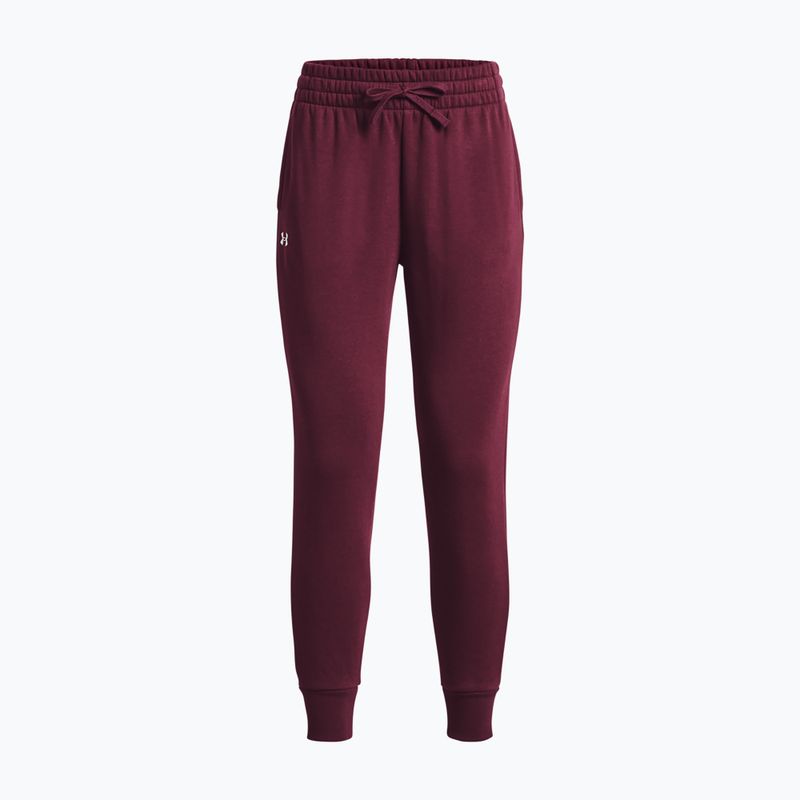 Pantaloni de trekking pentru femei Under Armour Rival Fleece dark maroon/white 5