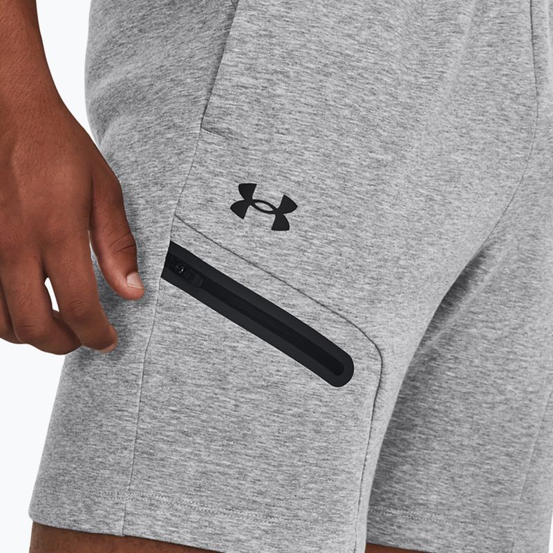 Pantaloni scurți de antrenament pentru bărbați Under Armour Unstoppable Fleece mod gray/black 4