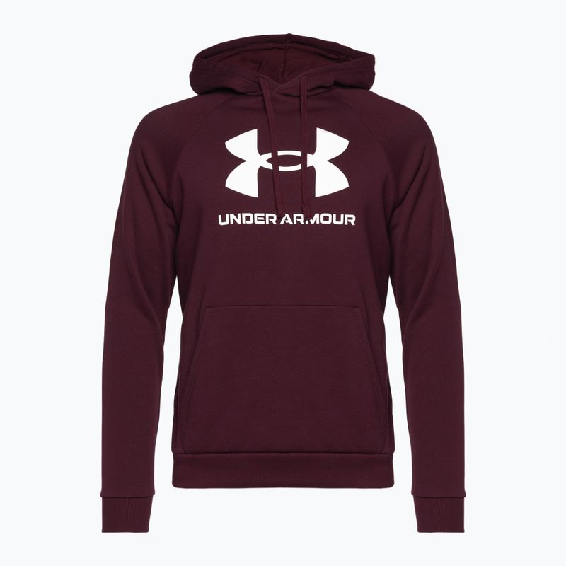 Hanorac cu glugă Under Armour Rival Fleece Logo HD pentru bărbați, maro închis/alb/alb 4