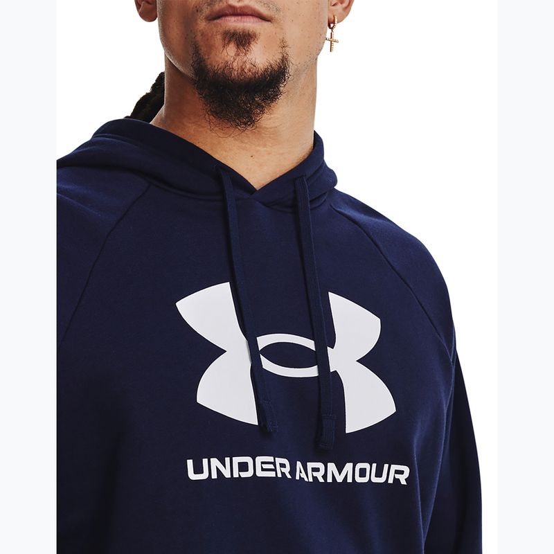 Bluză pentru bărbați Under Armour Rival Fleece Logo HD midnight navy/white 4