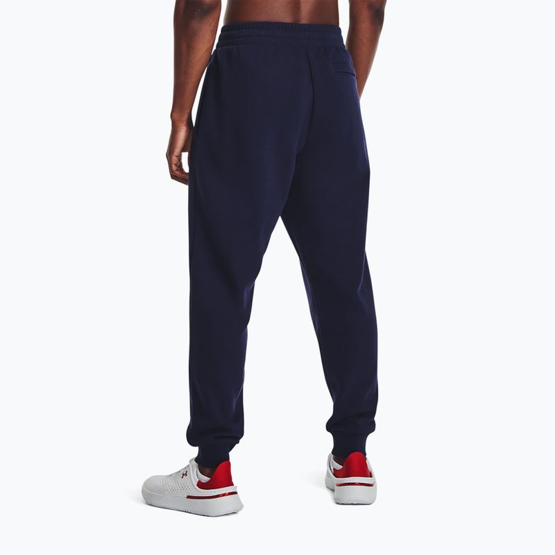 Pantaloni de trekking pentru bărbați Under Armour Rival Fleece midnight navy/white 3