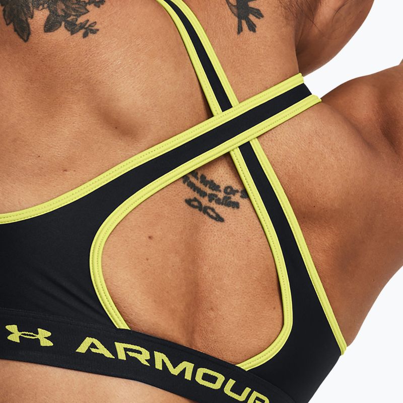 Sutien de fitness Under Armour Crossback Mid negru/galben de lămâie 4