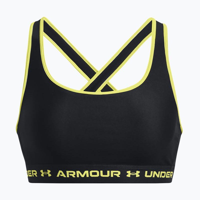 Sutien de fitness Under Armour Crossback Mid negru/galben de lămâie 5