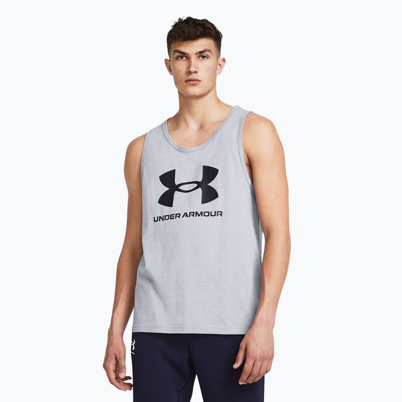 Tank top pentru bărbați Under Armour Sportstyle Logo steel light heather/black