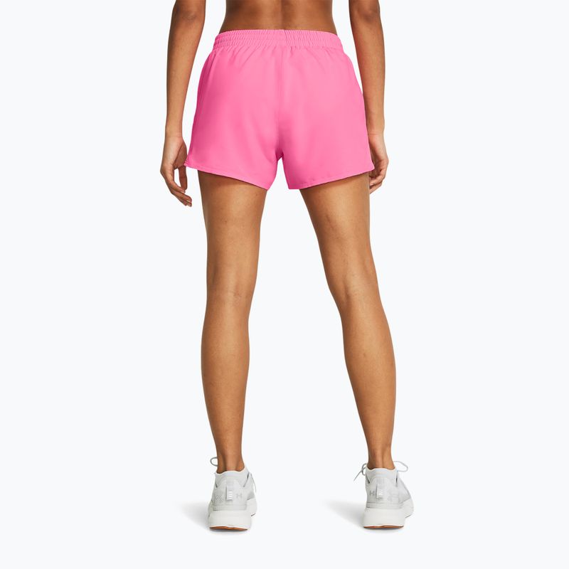 Pantaloni scurți de alergat pentru femei Under Armour Fly By fluo pink/fluo pink/reflective 3