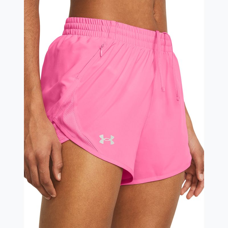 Pantaloni scurți de alergat pentru femei Under Armour Fly By fluo pink/fluo pink/reflective 4