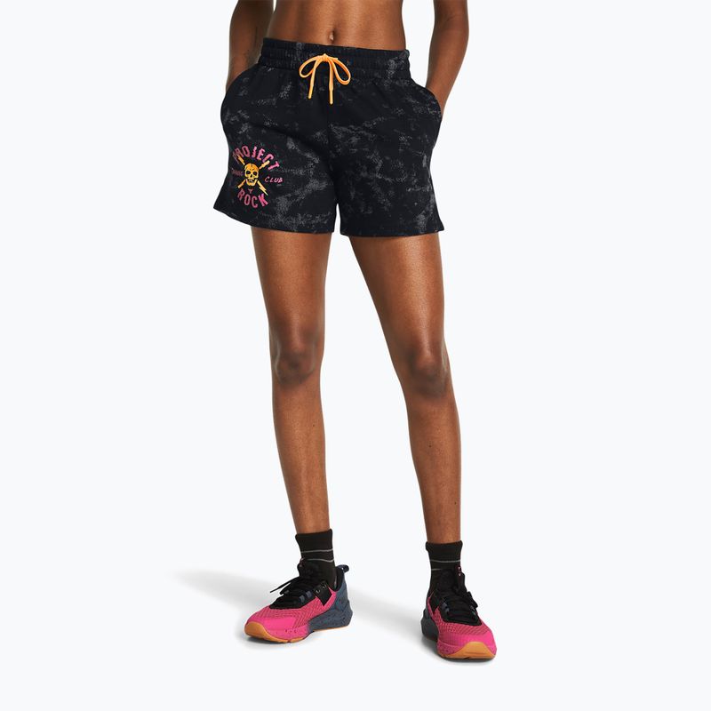 Pantaloni scurți de antrenament pentru femei Under Armour Project Rock Underground Terry black/nova orange/white
