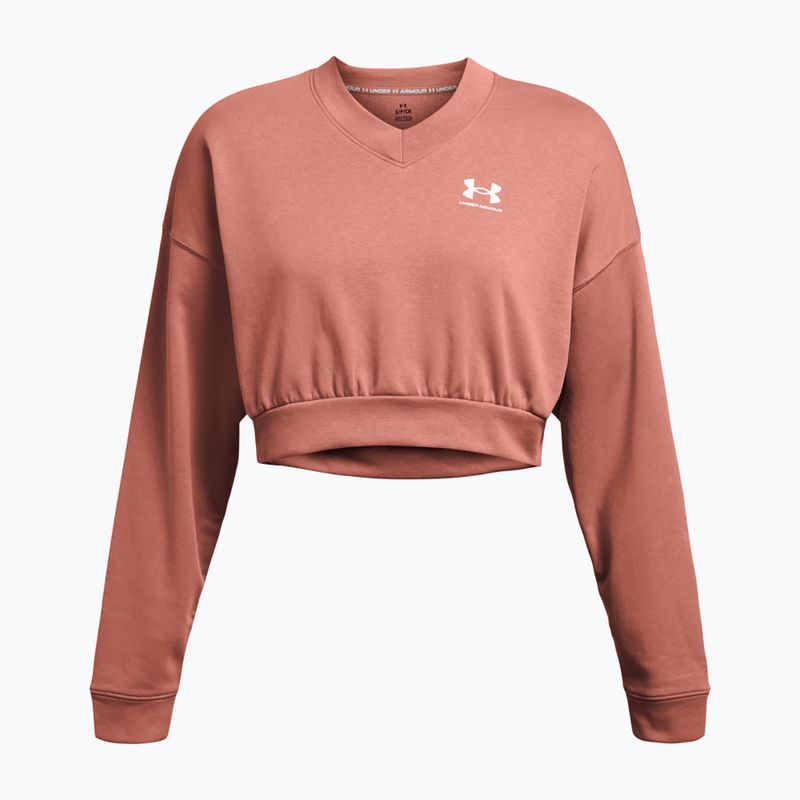 Bluză de antrenament pentru femei Under Armour Rival Terry Os Crop Crew canyon pink/white 3