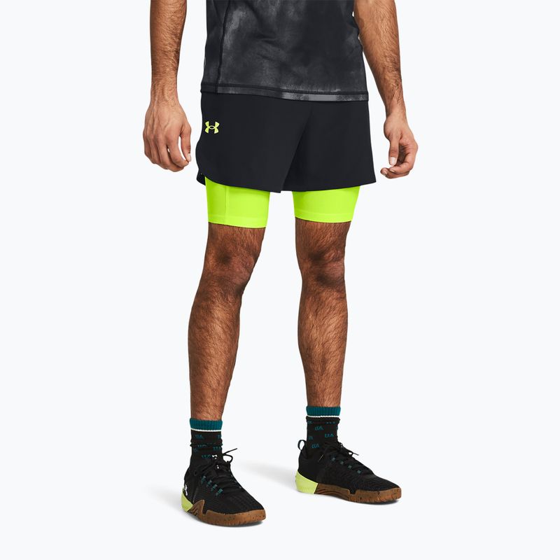 Pantaloni scurți pentru bărbați Under Armour Peak Woven 2in1 black/high vis yellow/high vis yellow