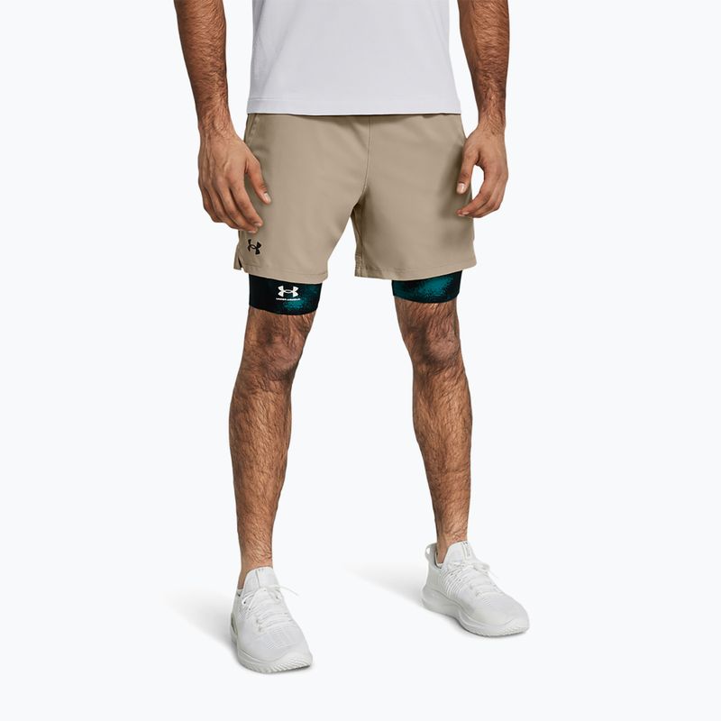 Pantaloni scurți de antrenament pentru bărbați Under Armour UA Vanish Woven 6in timberwolf taupe/negru