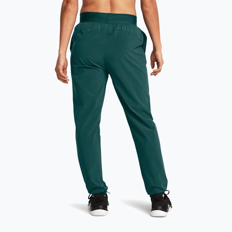 Pantaloni de antrenament pentru femei Under Armour Sport High Rise Woven hydro teal/white 3