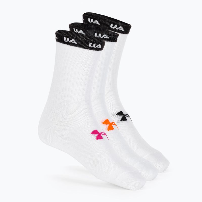 Șosete de antrenament pentru femei Under Armour Essential Nv Mid Crew 3P white/white/astro pink