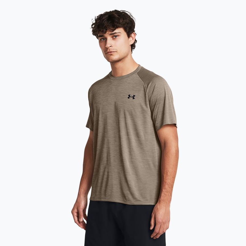 Tricou de antrenament pentru bărbați Under Armour Tech Textured taupe dusk/black