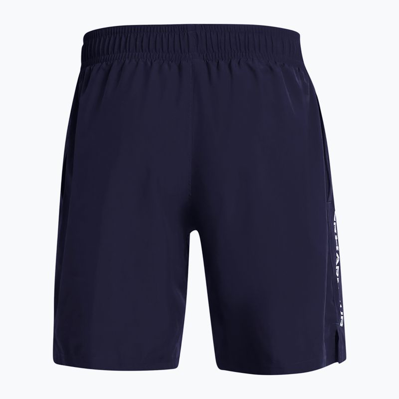 Pantaloni scurți de antrenament pentru bărbați Under Armour Tech Woven Wordmark midnight navy/white 2