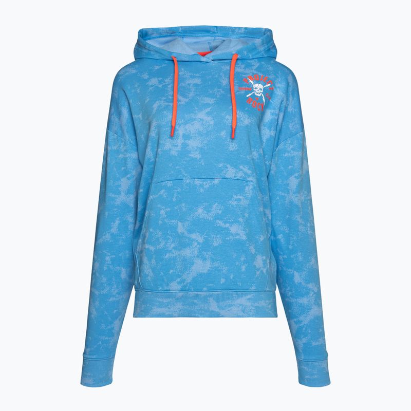 Tricou de antrenament pentru femei Under Armour Project Rock Underground Terry HD viral blue/phoenix fire/white 3