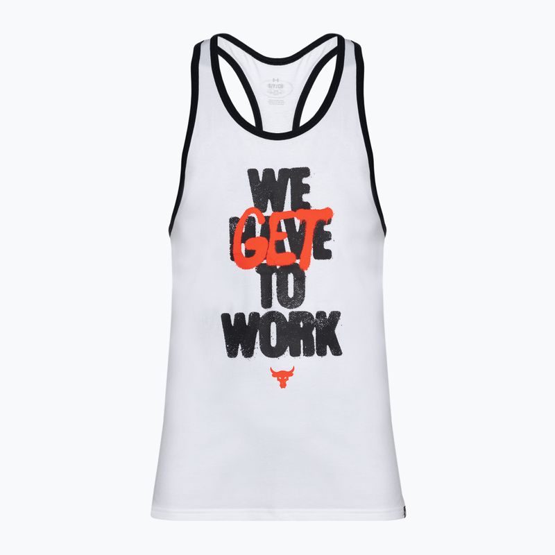 Tank top de antrenament pentru bărbați Under Armour Project Rock Get To Work Tank white/black/phoenix fire