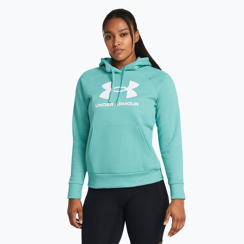 Bluză pentru femei Under Armour Rival Fleece Big Logo Hoody radial turquoise/white