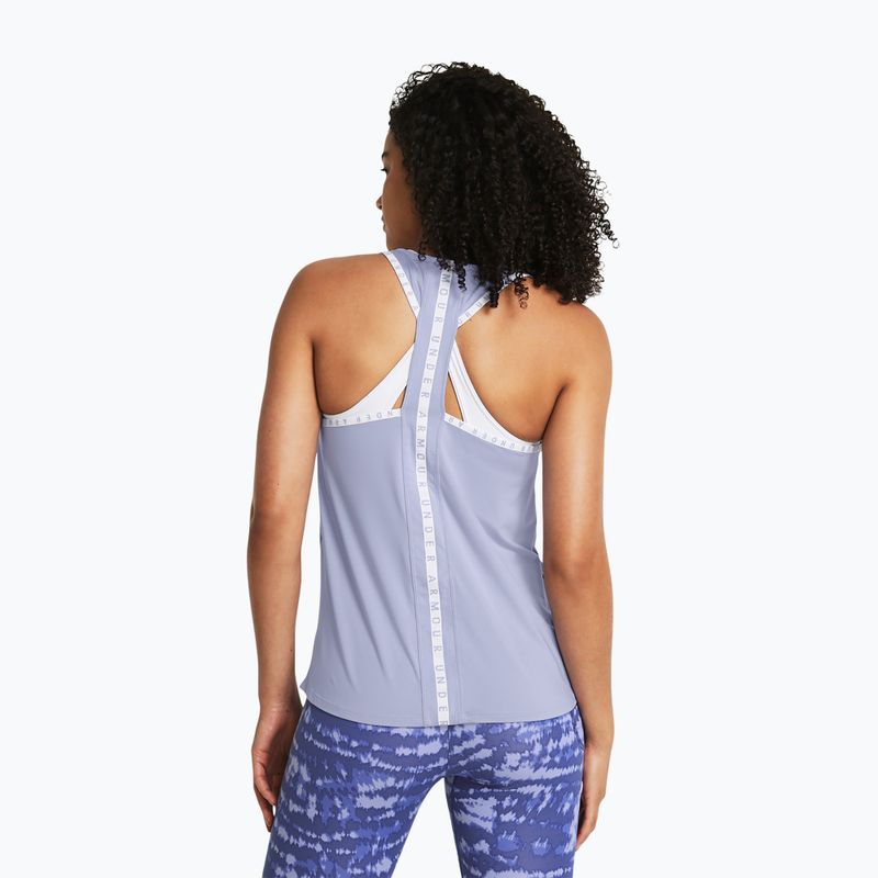 Tank top de antrenament pentru femei Under Armour Knockout Tank celeste/white 2