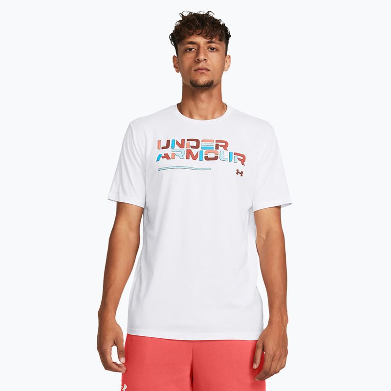 Tricou pentru bărbați Under Armour Colorblock Wordmark white/black