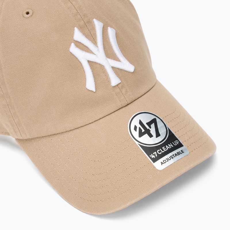 Șapcă 47 Brand MLB New York Yankees CLEAN UP W/No Loop Label khaki 3