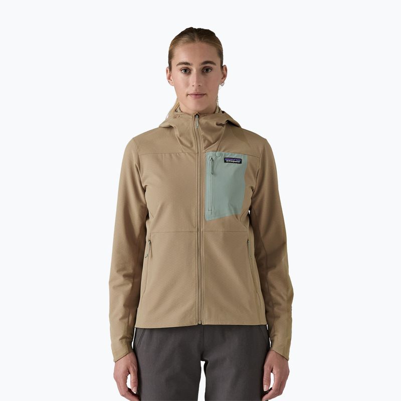 Jachetă softshell pentru femei Patagonia R1 CrossStrata Hoody seabird grey