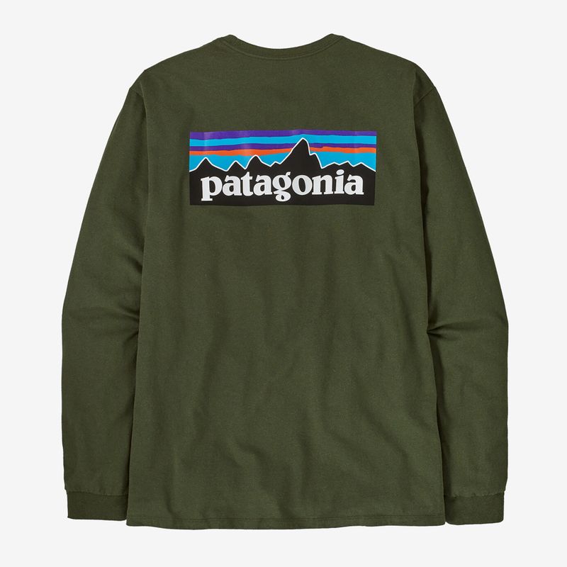 Longsleeve pentru bărbați Patagonia P-6 Logo Responsibili torrey pine green