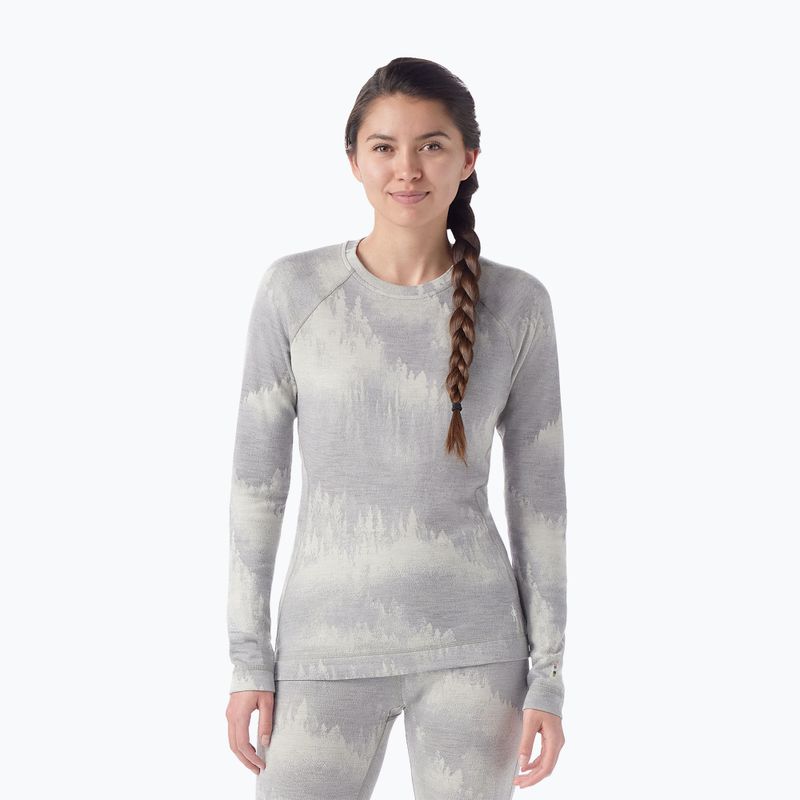 Longsleeve termoactiv pentru femei Smartwool Merino 250 Baselayer Crew Boxed light gray foggy pines