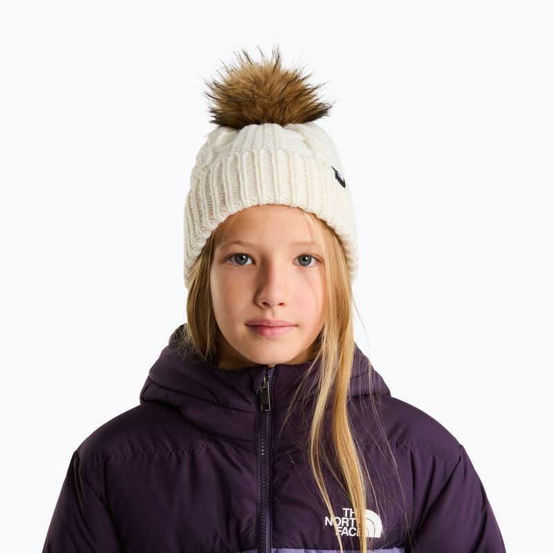 Căciulă de iarnă pentru copii The North Face Oh Mega Fur Pom Beanie white Dune 3