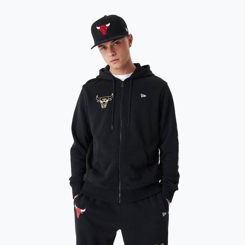 Bluză pentru bărbați New Era Team Script FZ Hoody Chicago Bulls black