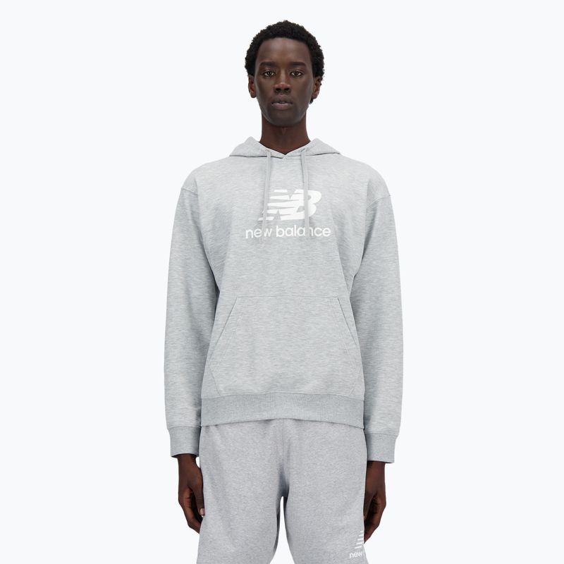 Bluză pentru bărbați New Balance Stacked Logo French Terry Hoodie athletic grey