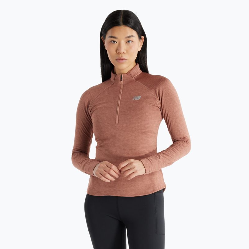 Longsleeve de alergare pentru femei New Balance Athletics Heat Grid 1/2 Zip sparrow heather